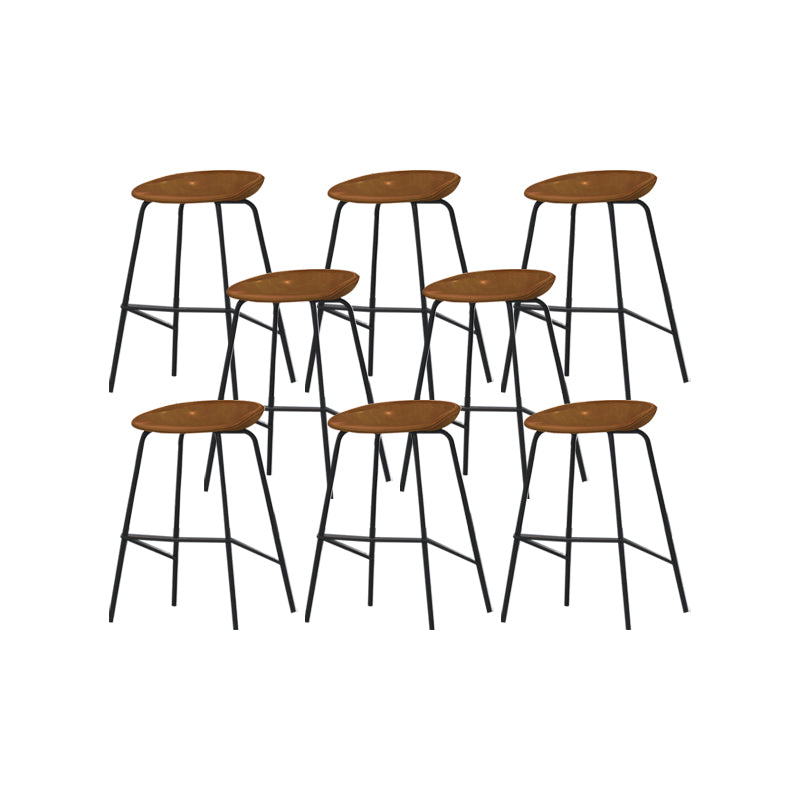 Industrial Black Legs Bar Stools Indoor Faux Leather Counter Chair