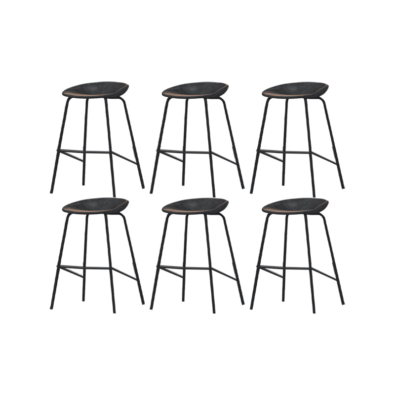 Industrial Black Legs Bar Stools Indoor Faux Leather Counter Chair