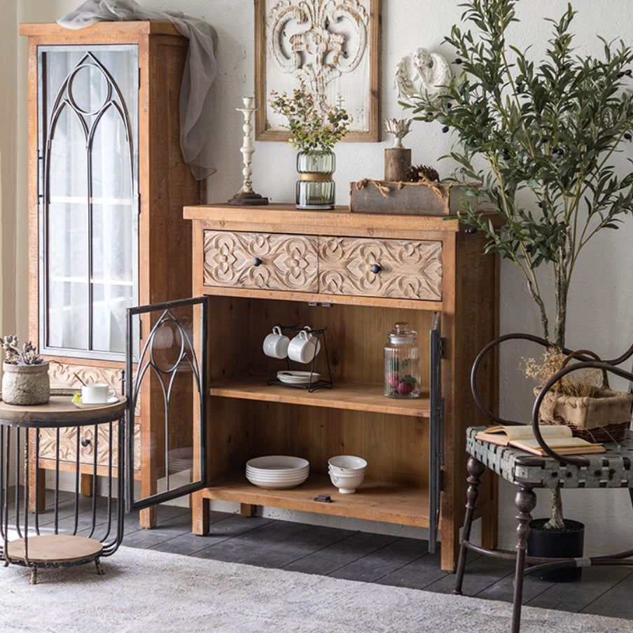 Modern Sideboard Solid Wood Sideboard Cabinet with Doors for Dining Room