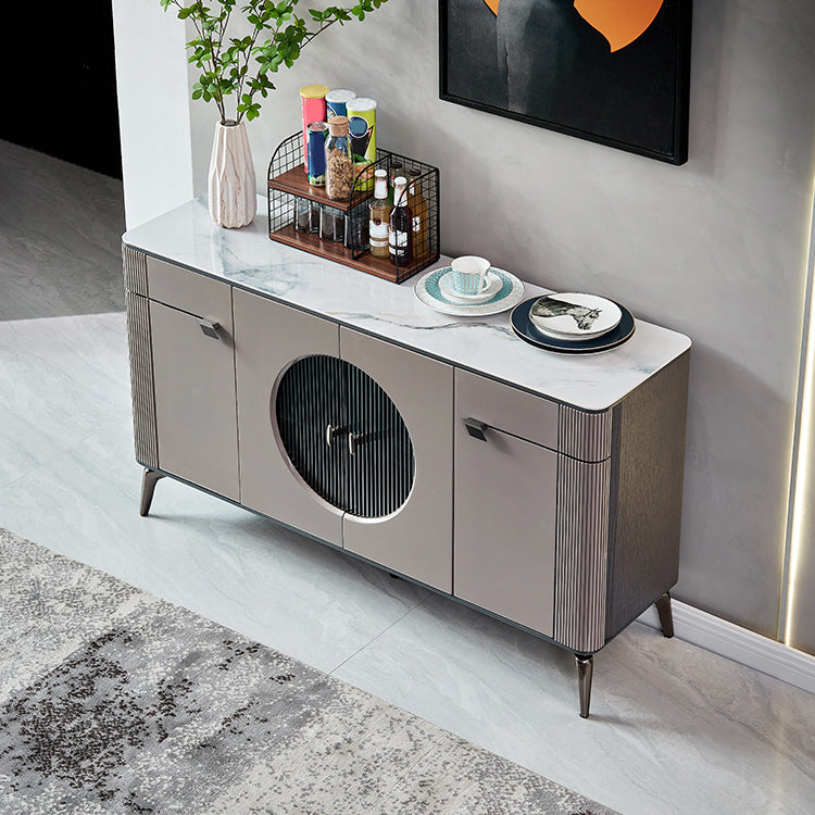 Modern Buffet Table Stone Sideboard Table with Doors for Kitchen