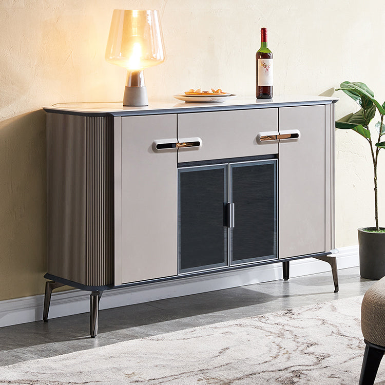Modern Buffet Table Stone Sideboard Table with Doors for Kitchen