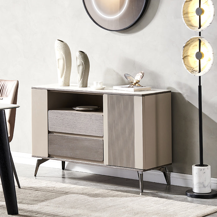 Modern Buffet Table Stone Sideboard Table with Doors for Kitchen