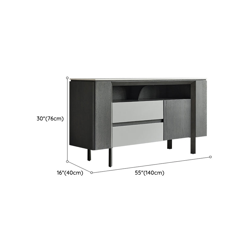 Modern Buffet Table Stone Sideboard Table with Doors for Kitchen