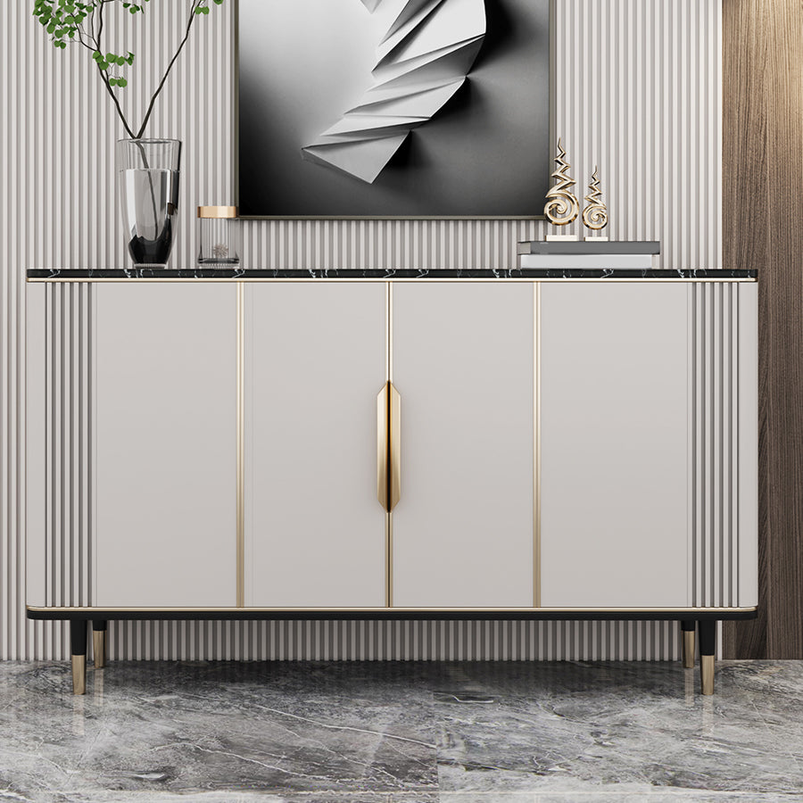 Glam Dining Server Marble Buffet Server with Doors for Living Room