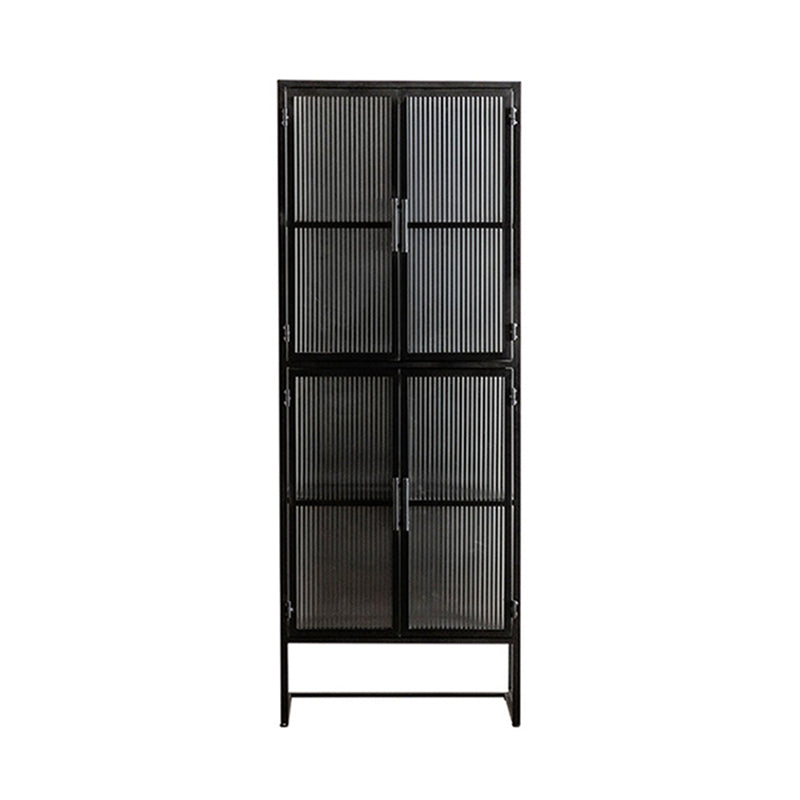 Modern Curio Cabinet Metal Glass Doors Buffet Cabinet for Dining Room
