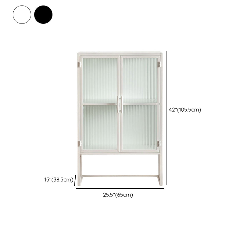 Modern Curio Cabinet Metal Glass Doors Buffet Cabinet for Dining Room