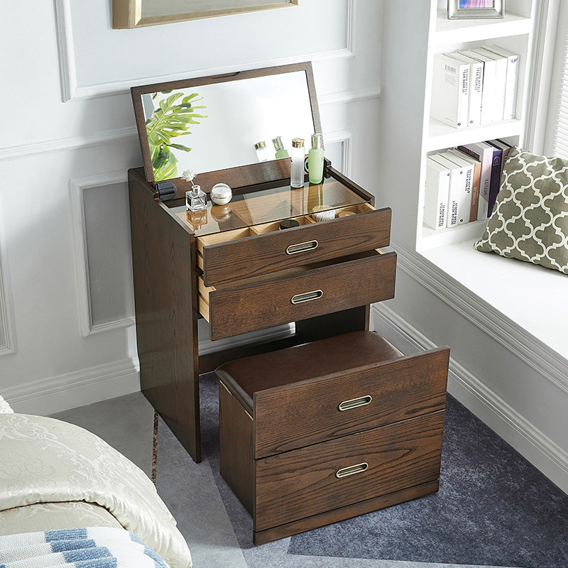 Traditions With Drawer Oak Mirror With Stool Vanity Dressing Table