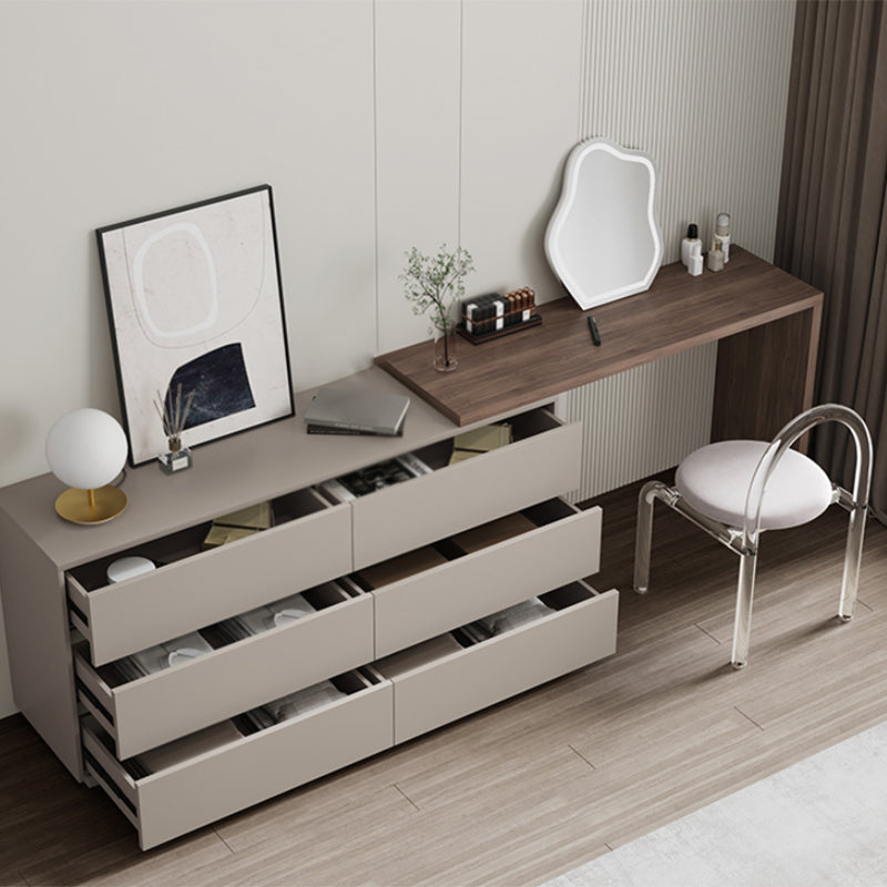 Modern Brown Solid Wood Bedroom Standing With Drawer Make-up Vanity