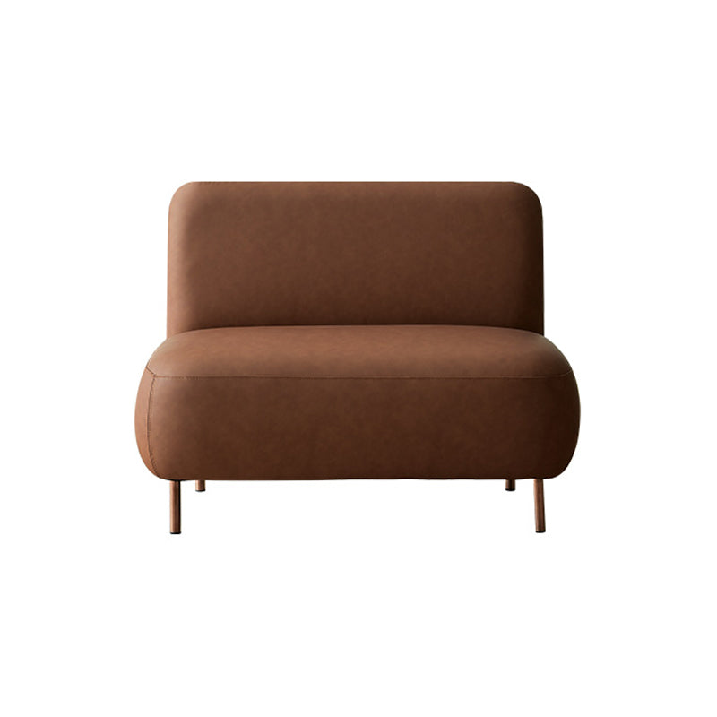 Contemporary Sofa Living Room Faux Leather Sofa with Gold Metal Base