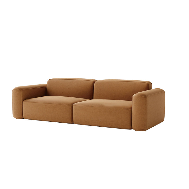 Contemporary Stationary Faux Leather Sofa Living Room Square Arm Tight Back Sofa