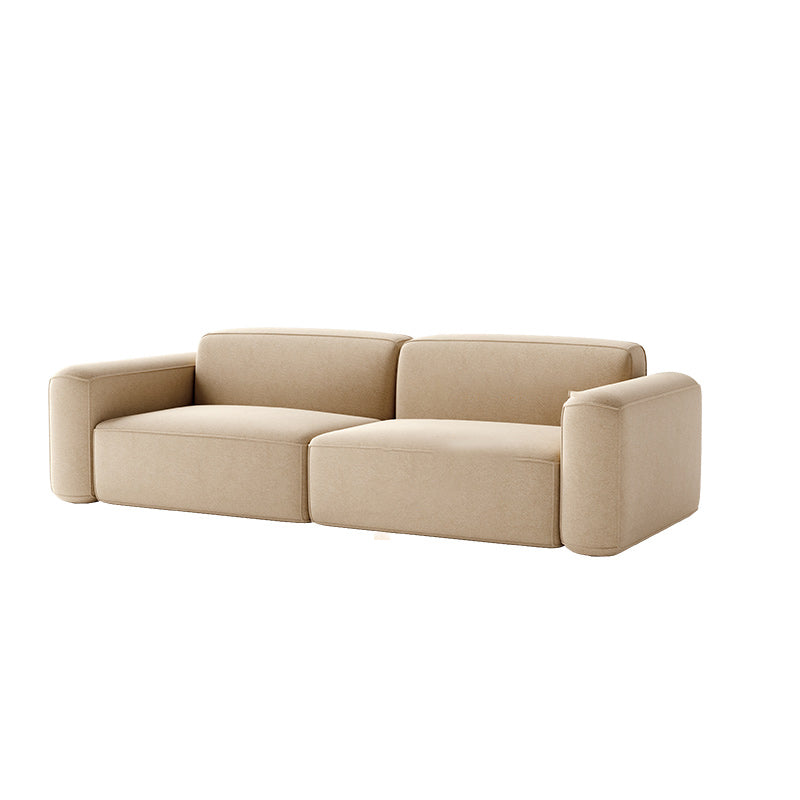 Contemporary Stationary Faux Leather Sofa Living Room Square Arm Tight Back Sofa