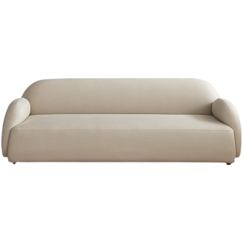 Contemporary Recessed Arm Sofa Tight Back for Living Room in Beige
