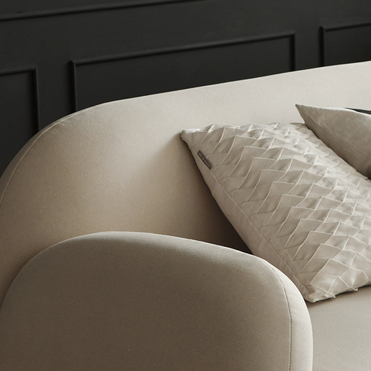 Contemporary Recessed Arm Sofa Tight Back for Living Room in Beige