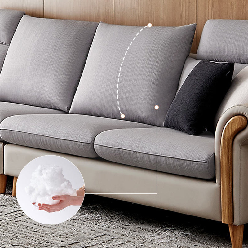 Flared Arm Pillow Back Fabric Sectionals Scandinavian Slipcovered Sofa with Chaise