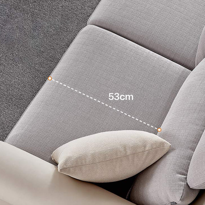 Flared Arm Pillow Back Fabric Sectionals Scandinavian Slipcovered Sofa with Chaise