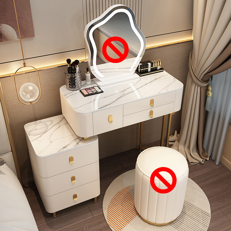 Modern Dressing Table with 6 Drawers and Stone Top in Solid Wood Frame