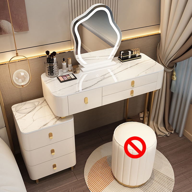 Modern Dressing Table with 6 Drawers and Stone Top in Solid Wood Frame