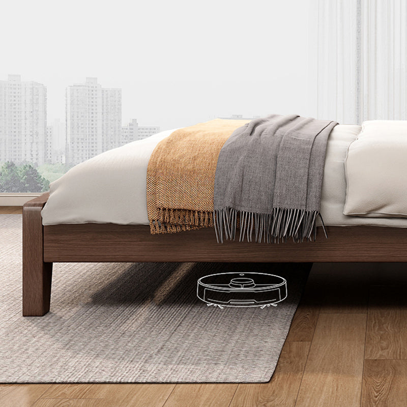 Solid Wood Bed in Brown Contemporary 31.49" H Bed with Headboard