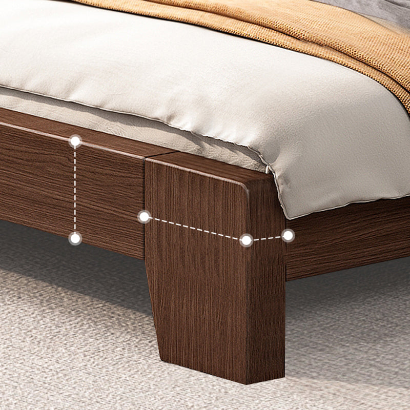 Solid Wood Bed in Brown Contemporary 31.49" H Bed with Headboard