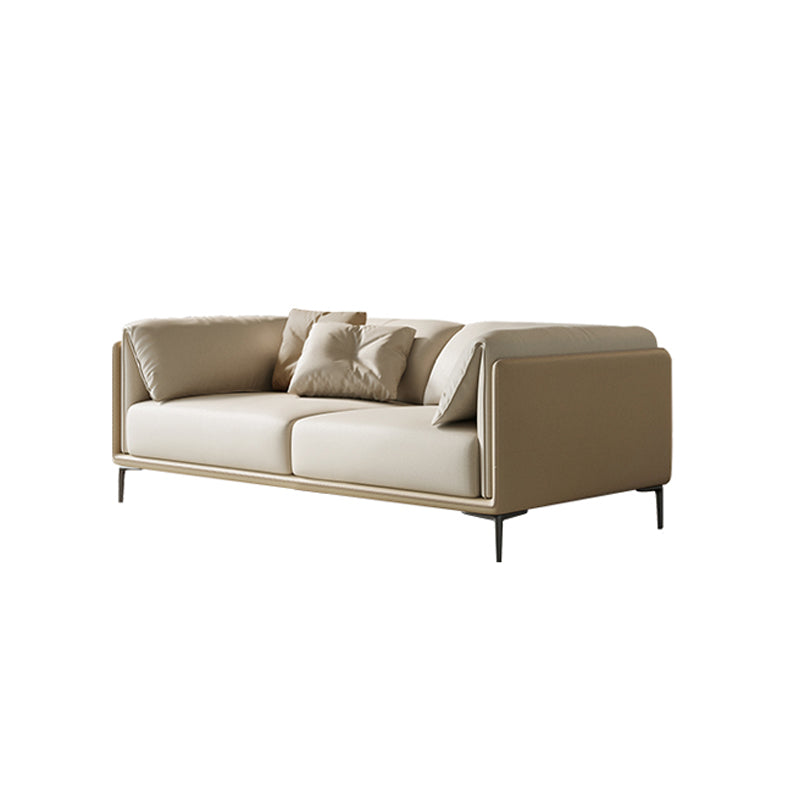Scandinavian Settee White Living Room Pillow Top Arm Cushions Standard Sofa