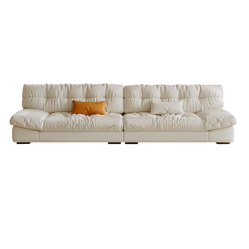 Scandinavian Seating White Tufted Fabric Armless Living Room Standard Settee