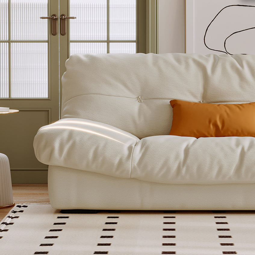 Scandinavian Seating White Tufted Fabric Armless Living Room Standard Settee