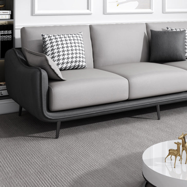 Scandinavian Sofa Faux Leather Gray Pillows Living Room Standard Seating