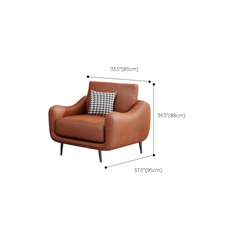 Scandinavian Sofa Faux Leather Gray Pillows Living Room Standard Seating