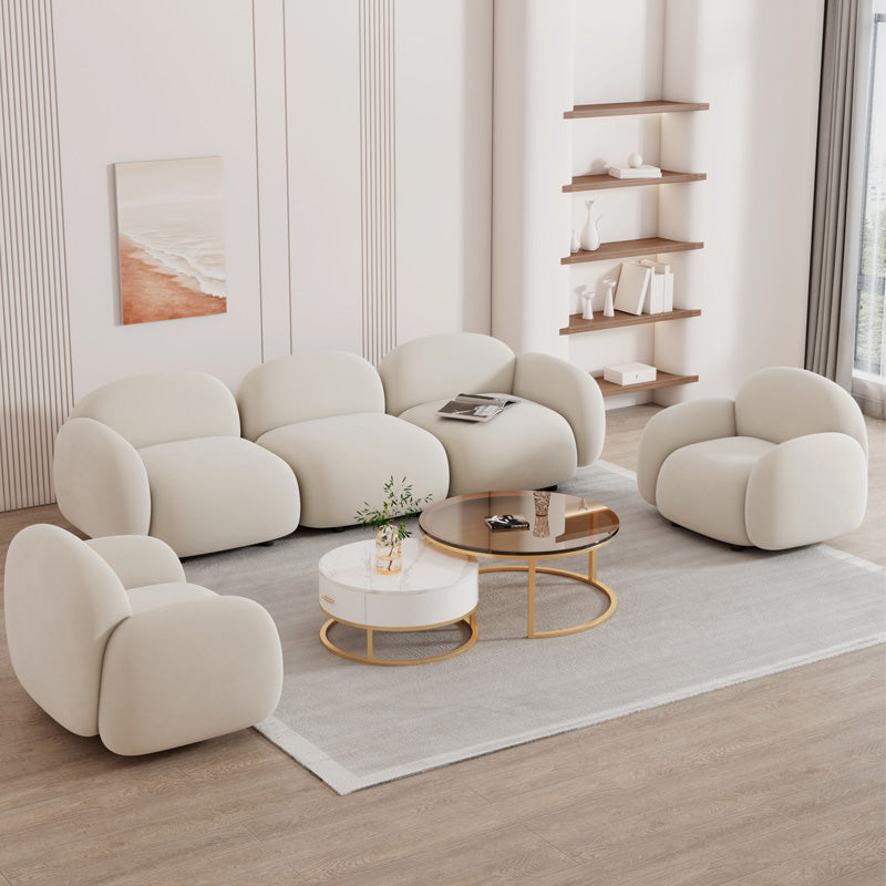Glam Seating Square Arm White Cushions Standard Living Room Settee