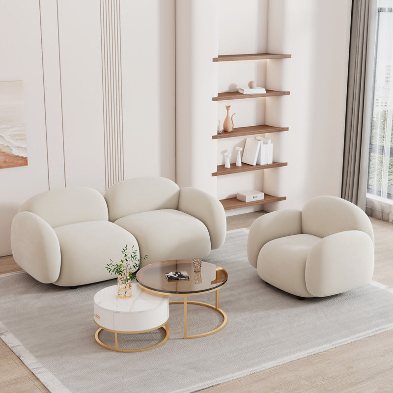 Glam Seating Square Arm White Cushions Standard Living Room Settee
