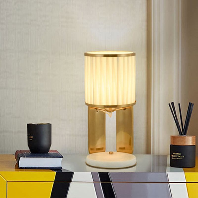Stof vat nachtkastje licht modernisme modernisme eenhoofd gouden nachtlamp voor bed met marmeren basis