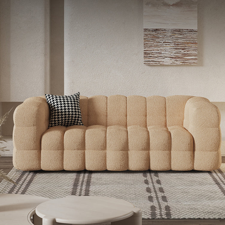 Scandinavian Sofa Beige Living Room Tuxedo Arm Standard Tufted Settee