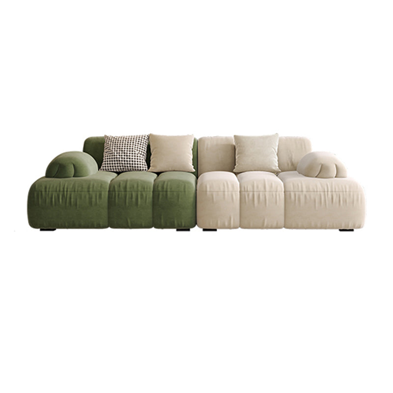 Scandinavian Seating Faux Leather Green Tufted Recessed Arm Living Room