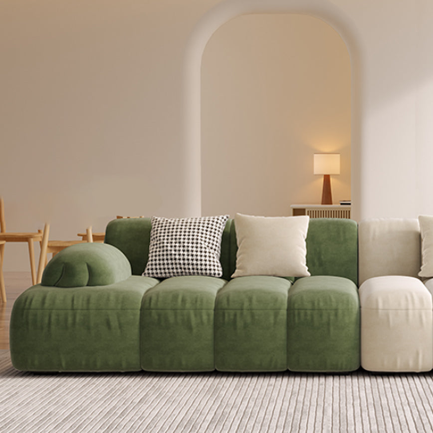 Scandinavian Seating Faux Leather Green Tufted Recessed Arm Living Room