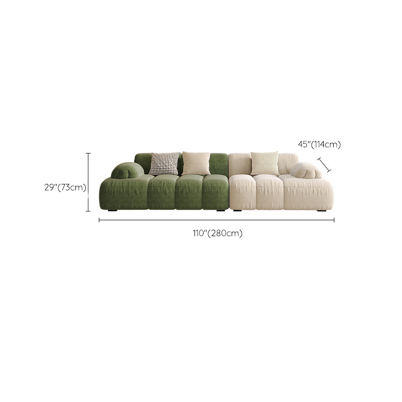 Scandinavian Seating Faux Leather Green Tufted Recessed Arm Living Room