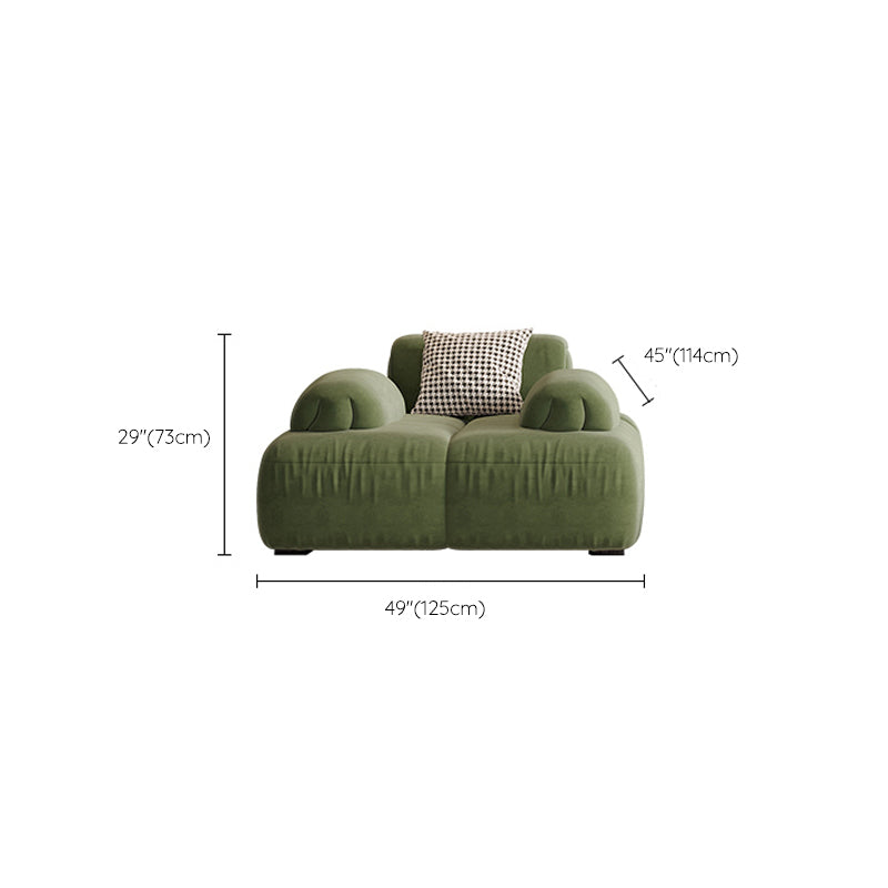Scandinavian Seating Faux Leather Green Tufted Recessed Arm Living Room