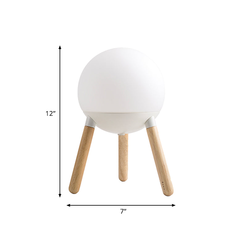 Lampada da tavolo moderna in vetro color crema, lampada da scrivania piccola moderna a 1 luce bianca con base in legno a treppiede
