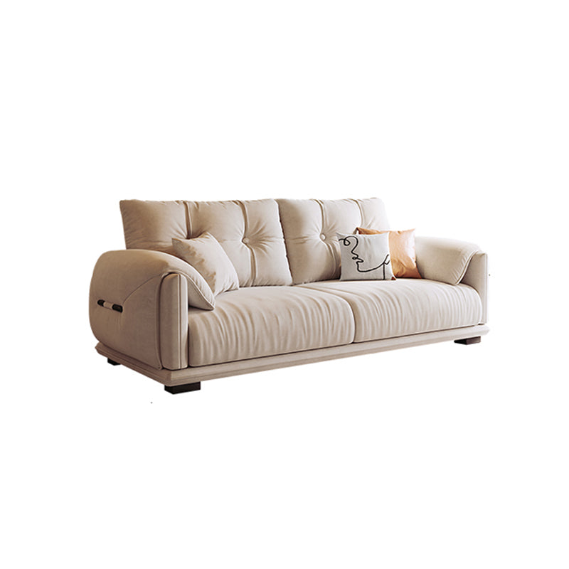 Scandinavian Sofa White Pillows Faux Leather Living Room Pillow Top Arm