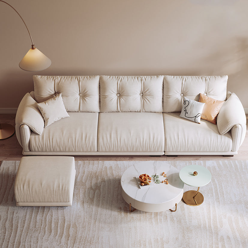 Scandinavian Sofa White Pillows Faux Leather Living Room Pillow Top Arm