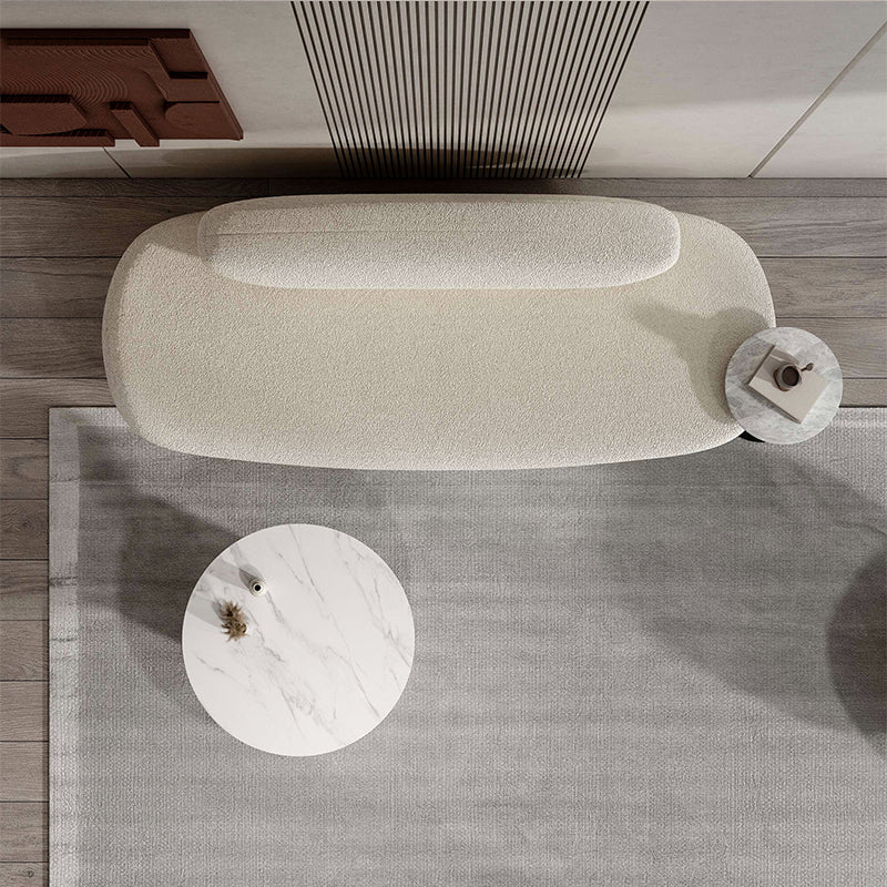 Scandinavian Settee Fabric White Cushions Armless Living Room Standard