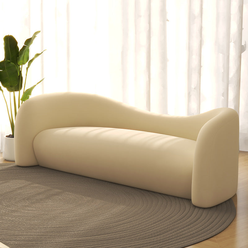 Scandinavian Settee Fabric Living Room Tuxedo Arm Curved White Seating