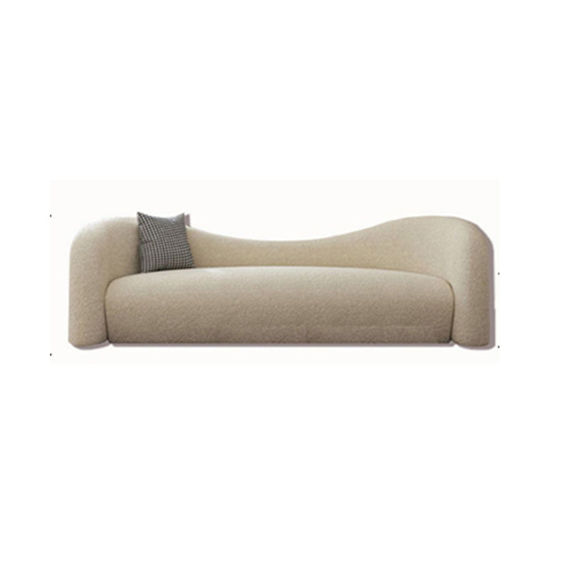 Scandinavian Settee Fabric Living Room Tuxedo Arm Curved White Seating