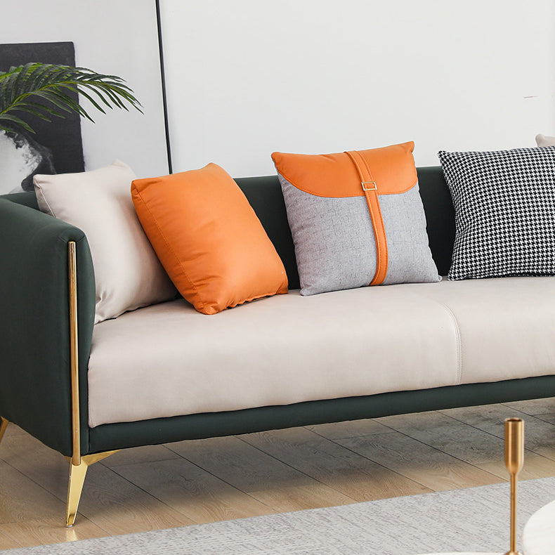 Glam Square Arm Sofa 29.13" High Faux Leather Sofa Stain Resistant