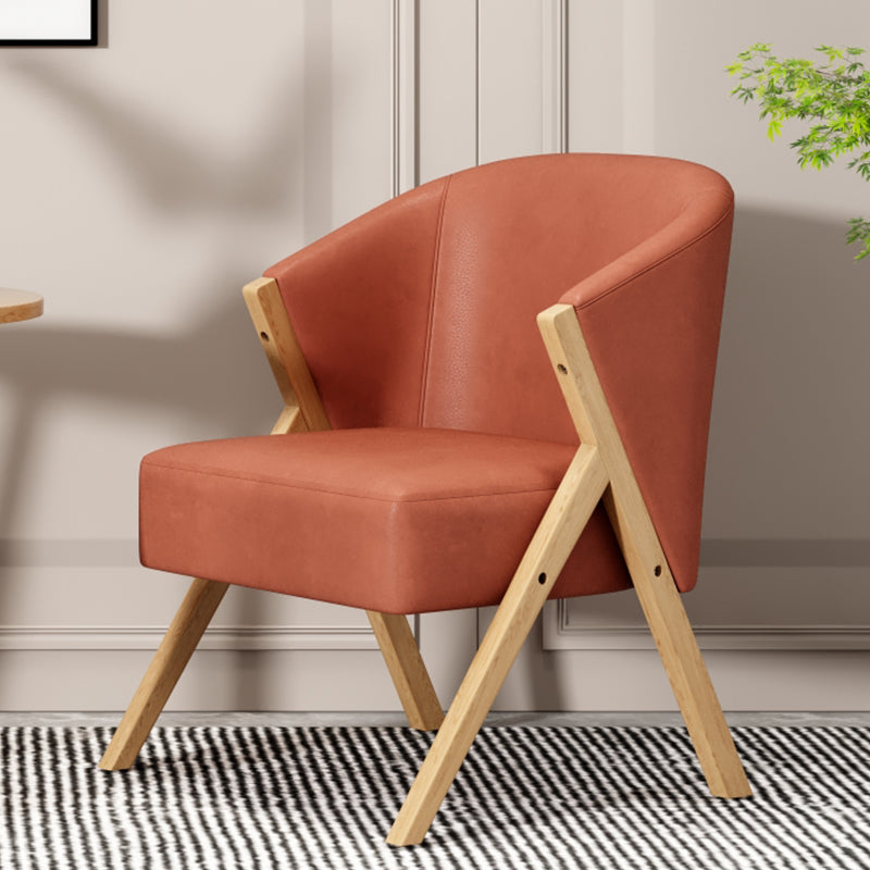 Scandinavian Wooden Accent Armchair Solid Color Arms Included Armchair