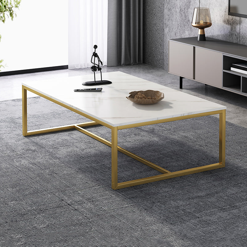 Rectangular Wooden Top Coffee Table Steel Trestle Base Cocktail Table