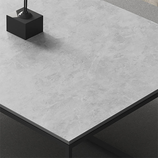 Rectangular Wooden Top Coffee Table Steel Trestle Base Cocktail Table