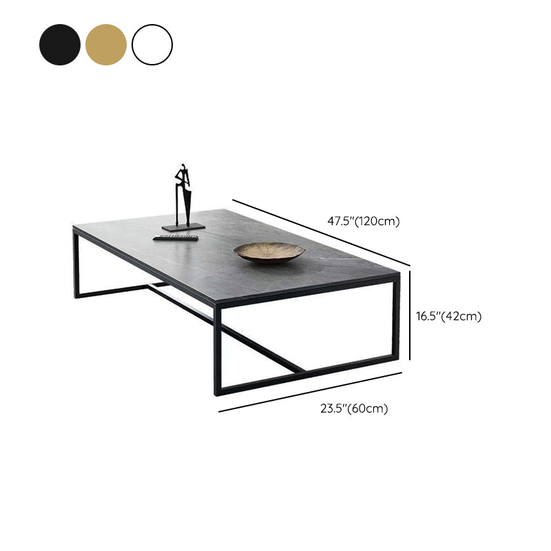 Rectangular Wooden Top Coffee Table Steel Trestle Base Cocktail Table