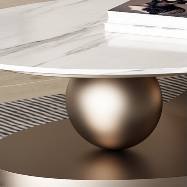 Metal Abstract Base Cocktail Table Glam Slate Top Coffee Table