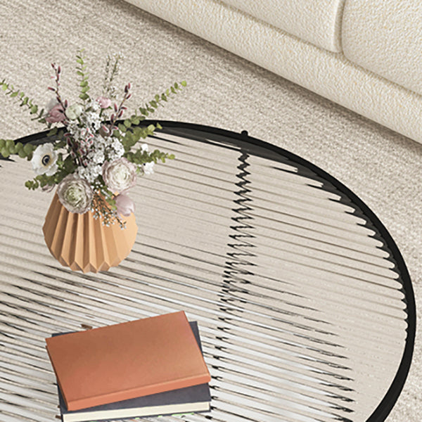 3 Legs Round Cocktail Table Glass Top Coffee Table with Shelf