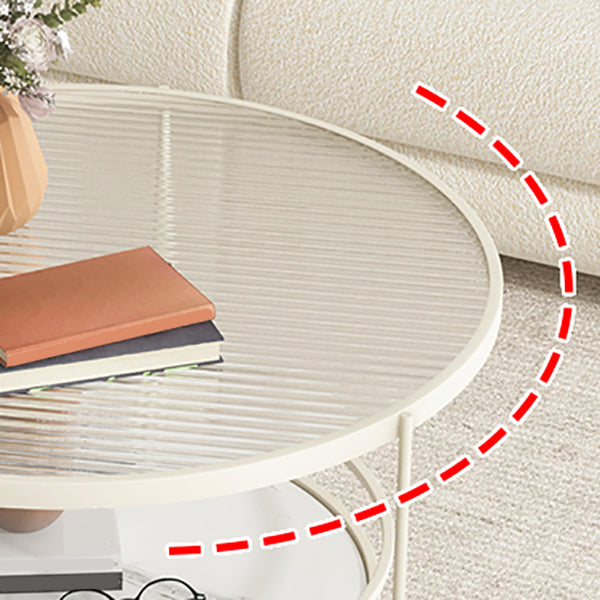 3 Legs Round Cocktail Table Glass Top Coffee Table with Shelf